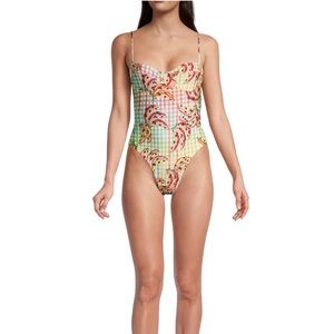 Farm Rio Banana Vichy Printed One-Piece Swimsuit